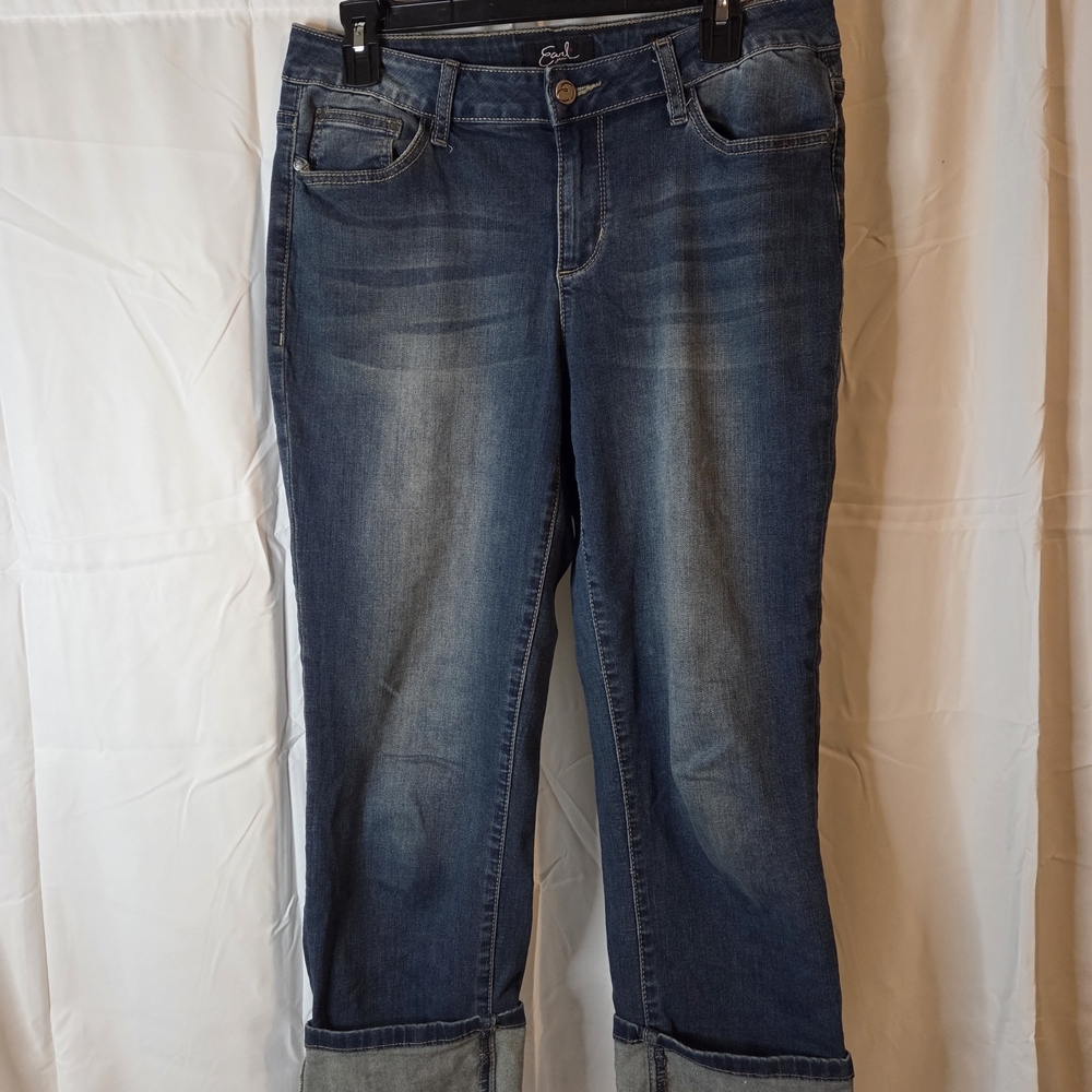 Earl Jeans Women's Ankle-Length Cuff Blue Denim Size 12